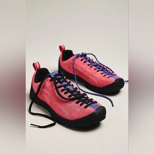 Keen Jasper Hiking Shoes US 7 Womens Pink Lemonade / Skipper Blue Suede